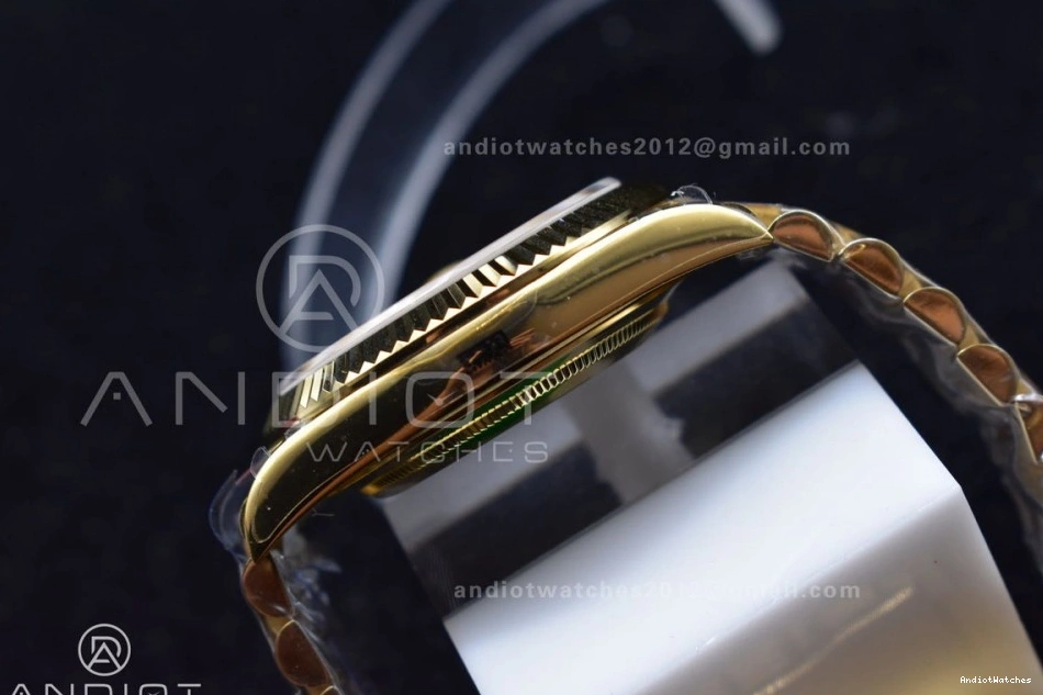 President 40 Affordable JDF Weight Gain Markers Bracelet Stick DayDate Steel YG A2836 904L V on YG Dial 731 0829